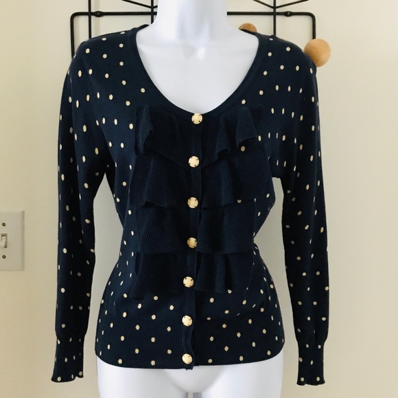 Adorable Parfait polka dot ruffle cardigan - Picture 1 of 4